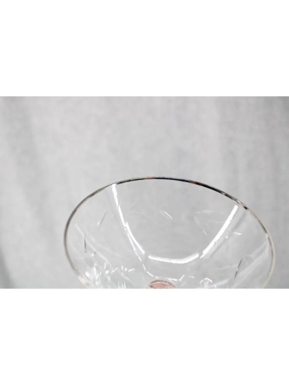 3 Tiffin Silver Rim Edged Sherbert Champagne Martini Clear Vintage 94840